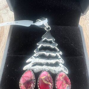 Sterling Silver Christmas Tree with Buffalo Turquoise